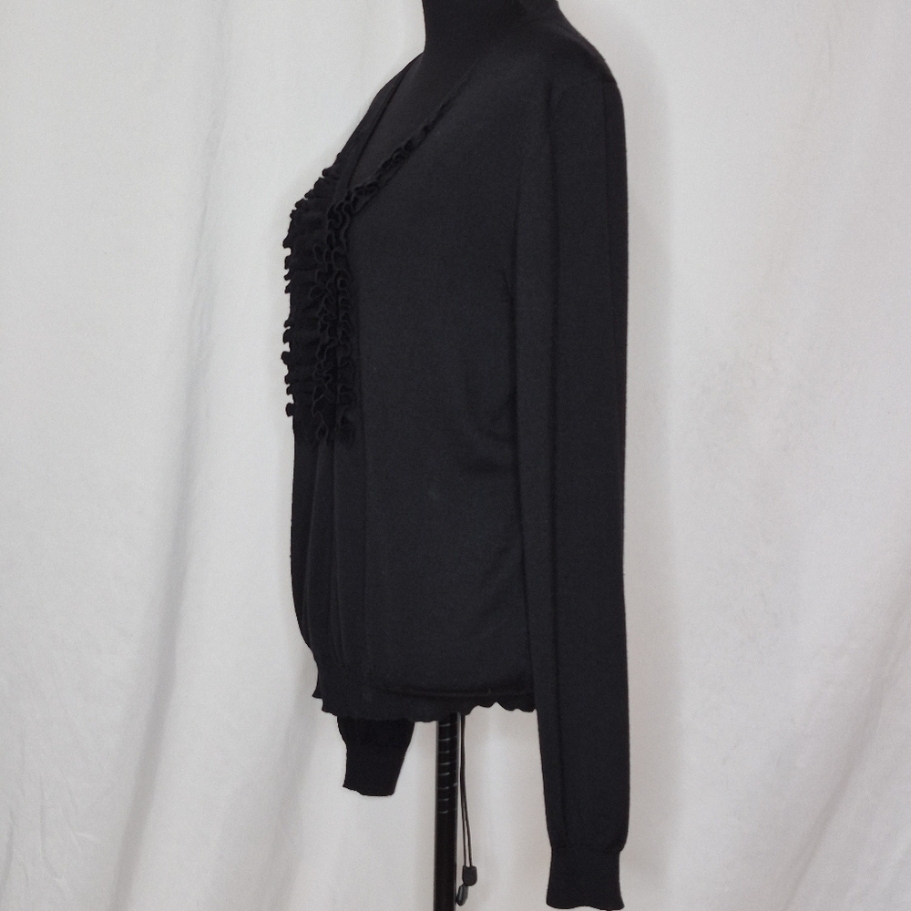 Burberry Prorsum Ruffled Front Wool/Silk Sweater - Size L - Picture 2 of 13